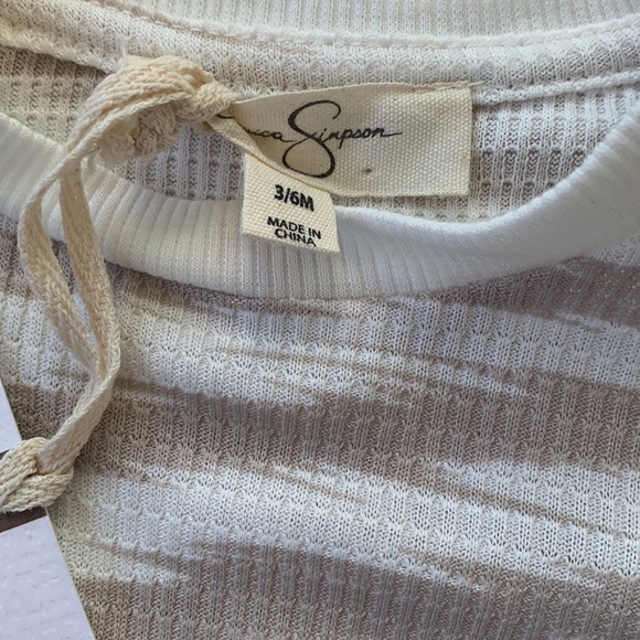 NWT Jessica Simpson 2pc. Set Tan & Off White 3-6M Top & Pants - Picture 9 of 10